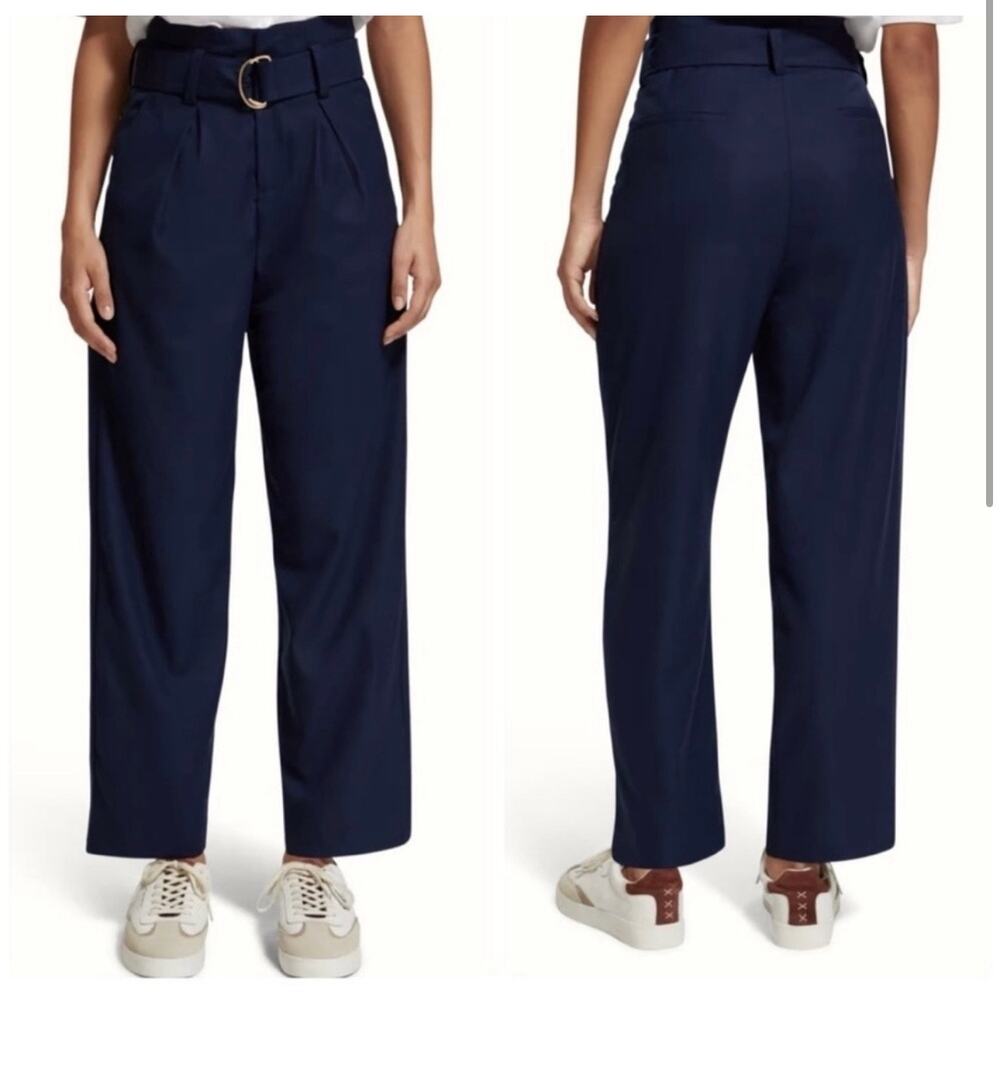 Scotch & Soda Daisy High Rise Paperbag Trousers Pants Navy 32/ Medium